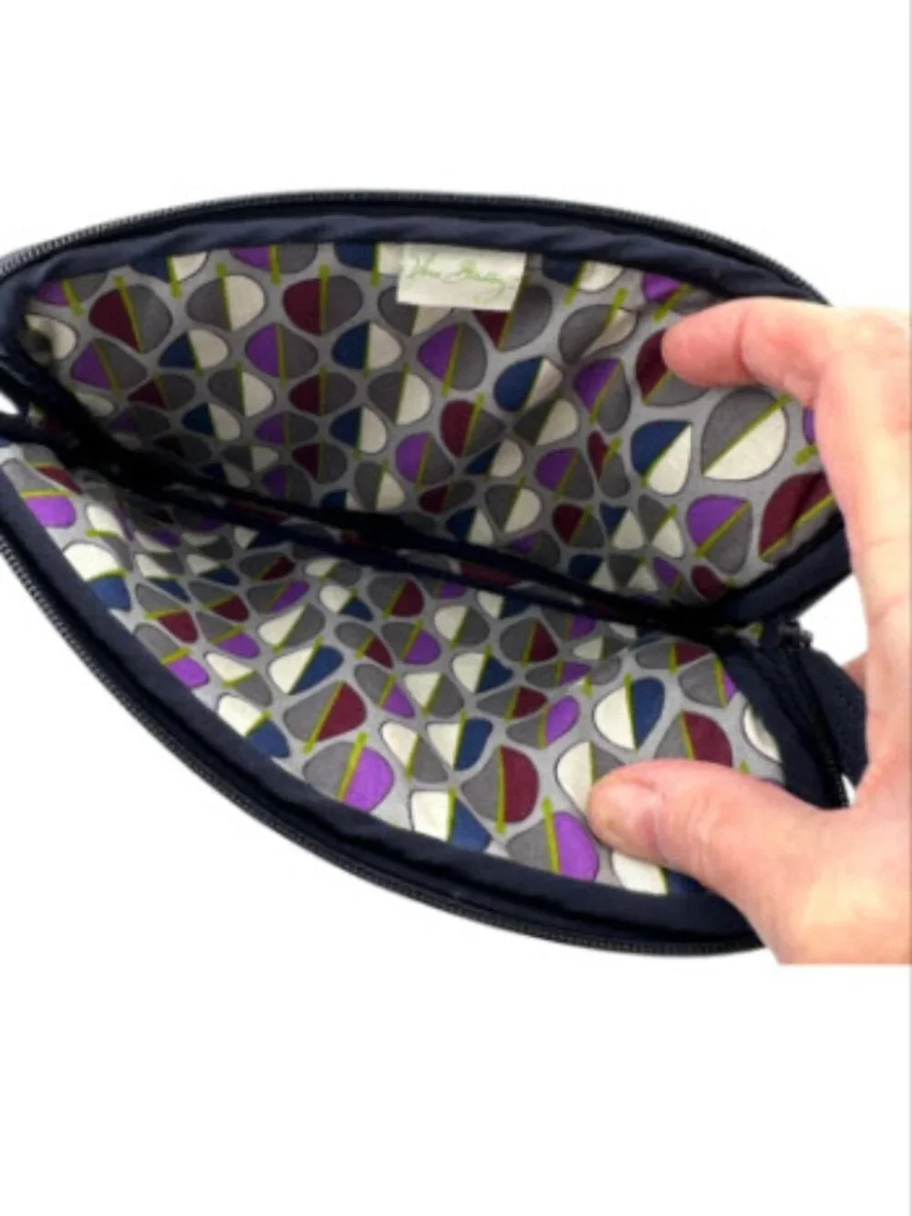 Vera Bradley Navy Quilted Cosmetic Bag Makeup Pouch Toiletry Organizer Zip